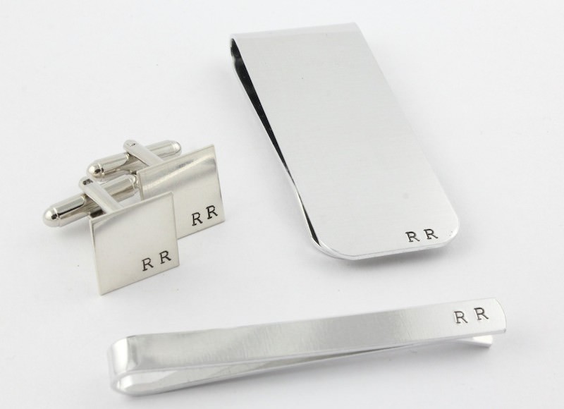 monogram-cufflinks-tie-bar-set