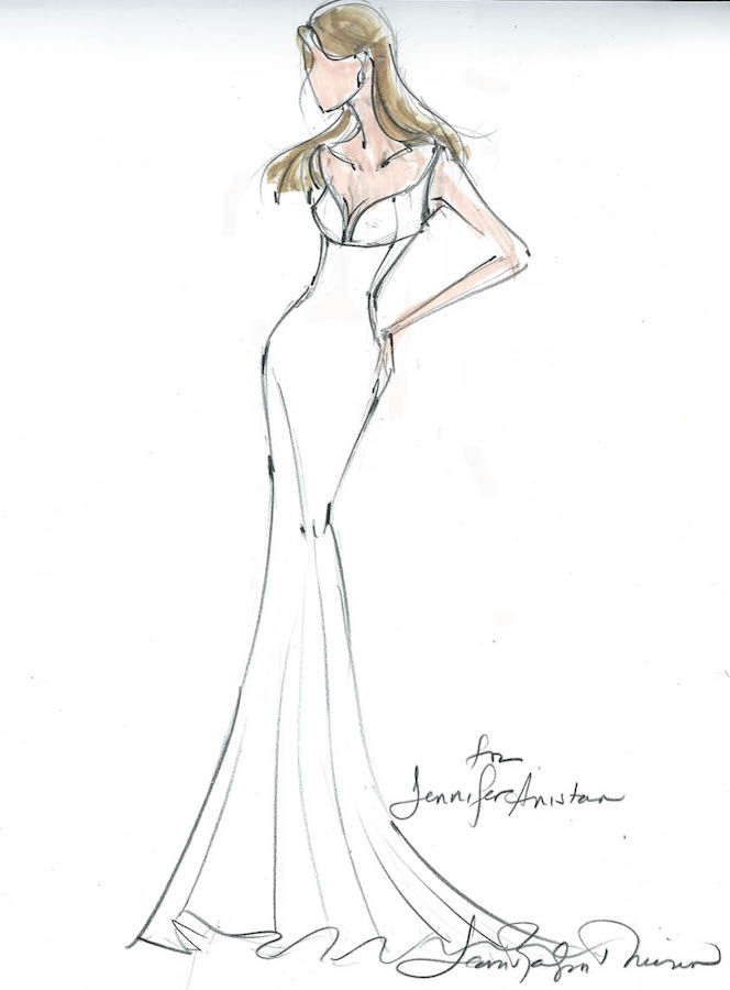 Jennifer Aniston Wedding Dress Sketch by Jean Ralph Thurin