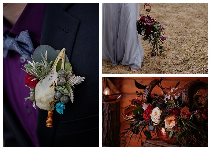 jessica-lefleur-photography-bird-skull-boutonniere-geometric-bouquet