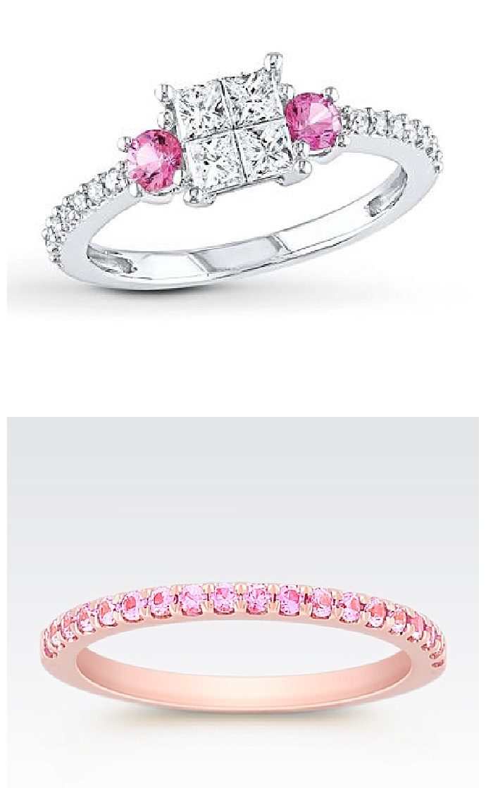 pink-engagement-ring-pink-wedding-band