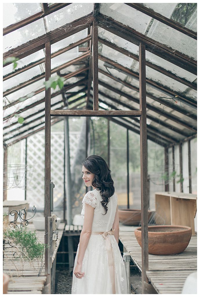 bridal portrait greenhouse