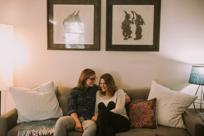 Emma and Katie’s Lifestyle Engagement Session in Downtown Atlanta