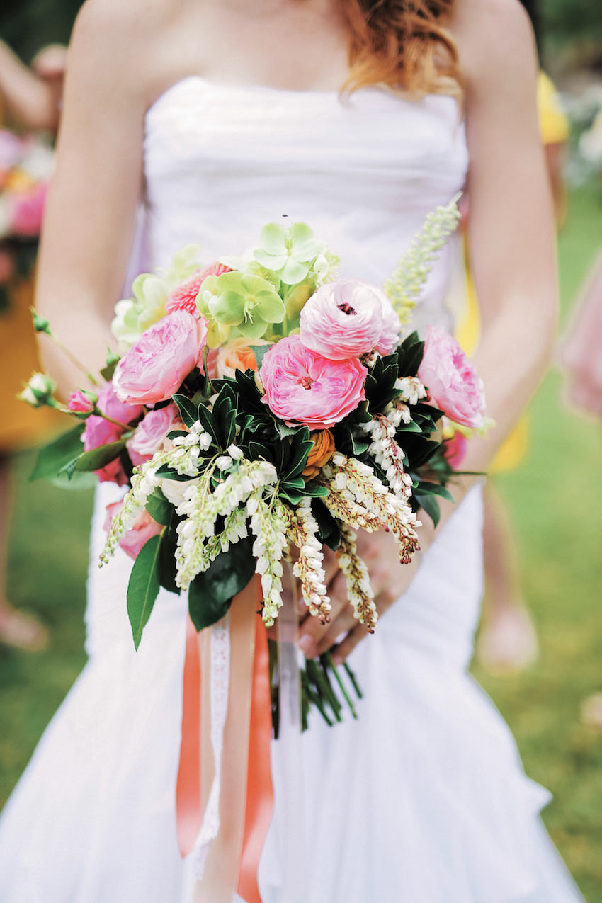 Pink and Green Bridal Bouquet