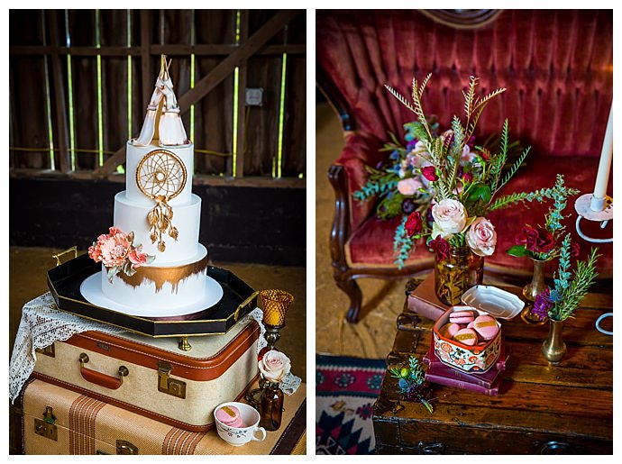 unique-bohemian-wedding-cake-red-bridge-photography