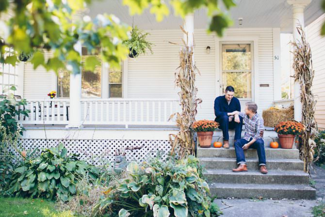 Cody and Zach’s Cheerful At-Home Fall Engagement Shoot