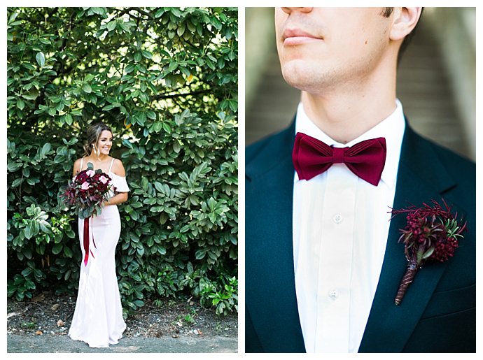 burgundy-wedding-bow-tie-boutonniere-macy-oconnell-photography