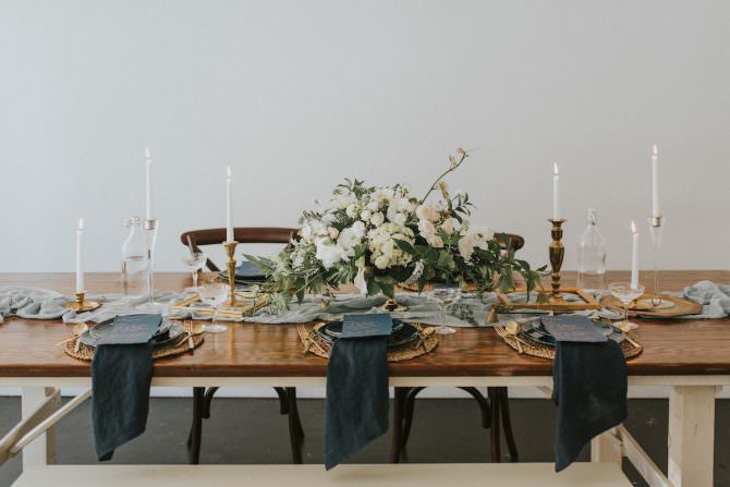 A Vintage Wedding Inspiration Shoot With Navy and Gold Details
