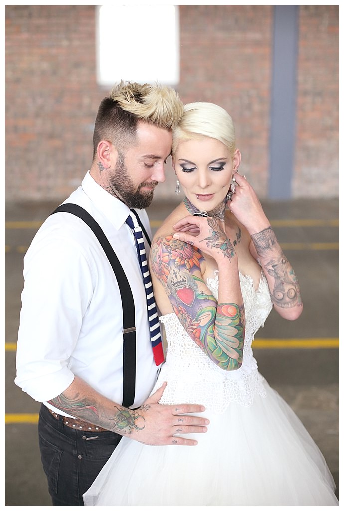 Vibrant Red And Blue Tattoo-Inspired Wedding Inspiration