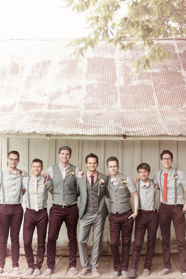 burgundy-and-gray-mismatched-groomsmen