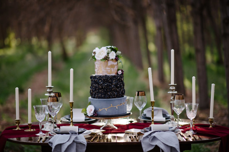 Image for Moody Neoclassical-Inspired Styled Shoot with Crimson Colors