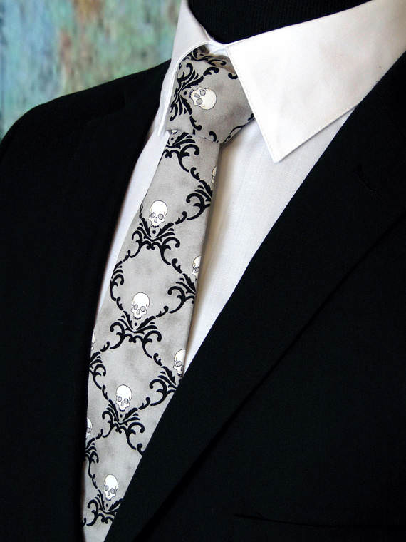 skull-halloween-wedding-tie