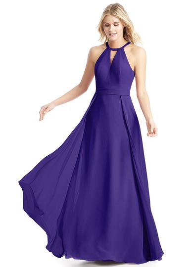 high-neck-violet-bridesmaid-dress