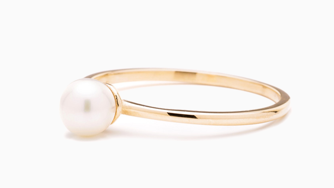 Dainty Pearl Engagement Ring