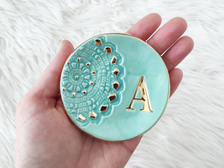 gold-and-teal-initial-engagement-ring-dish