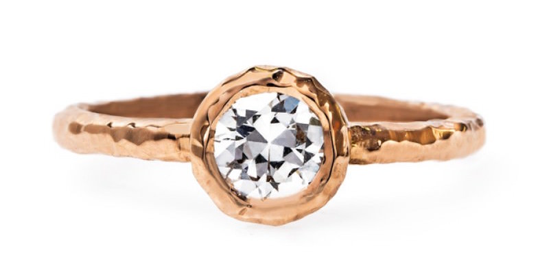 Trumpet & Horn Rose Gold Hammered Engagement Ring