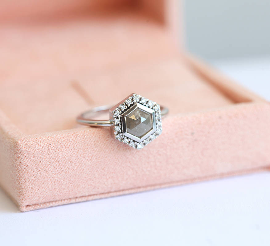 gray diamond engagement ring