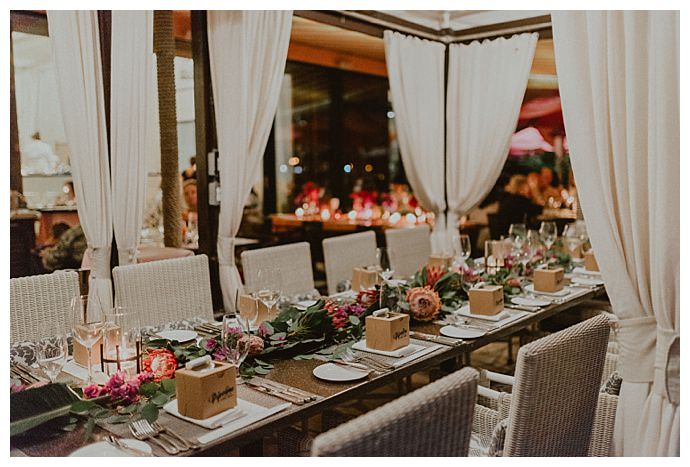 eucalyptus and protea table decor