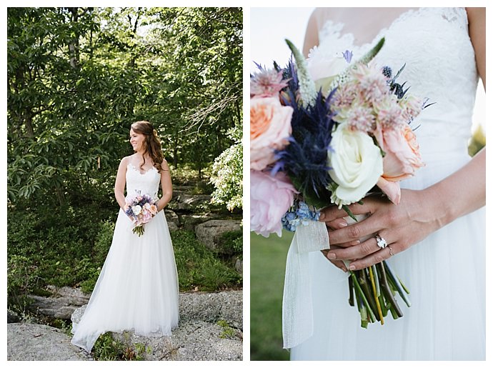 blue thistle wedding bouquet