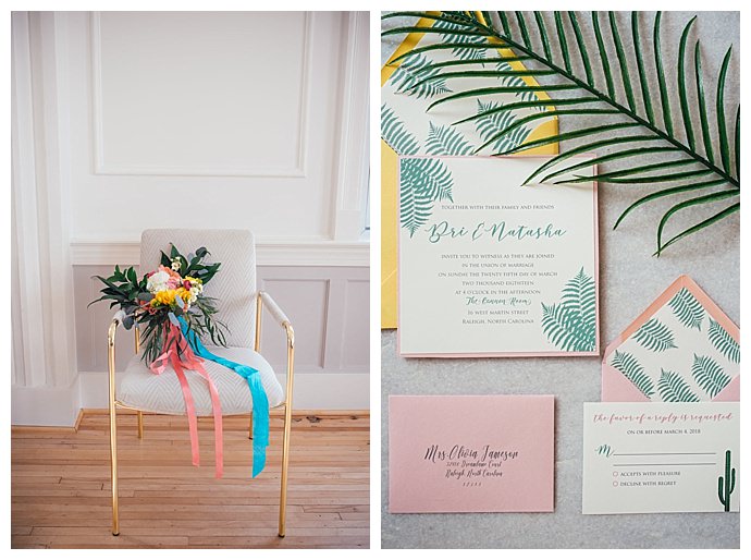 coral and yellow wedding inspiration