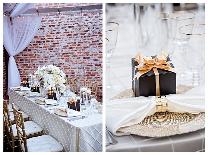 gold and black table decor