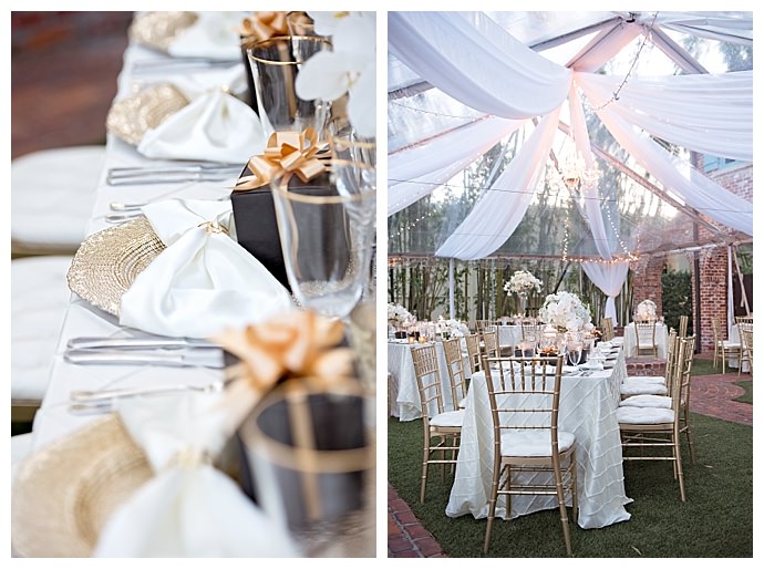 gold and black table decor