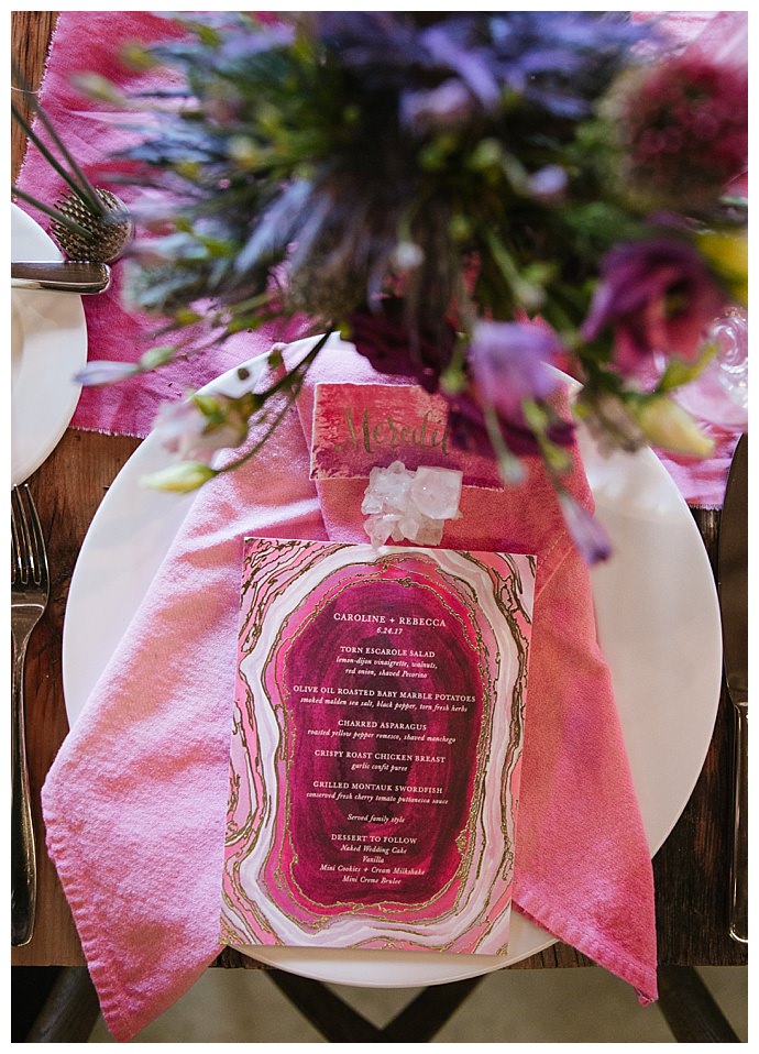 geode wedding menu