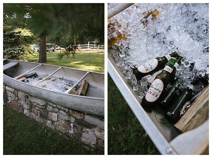 wedding beer canoe