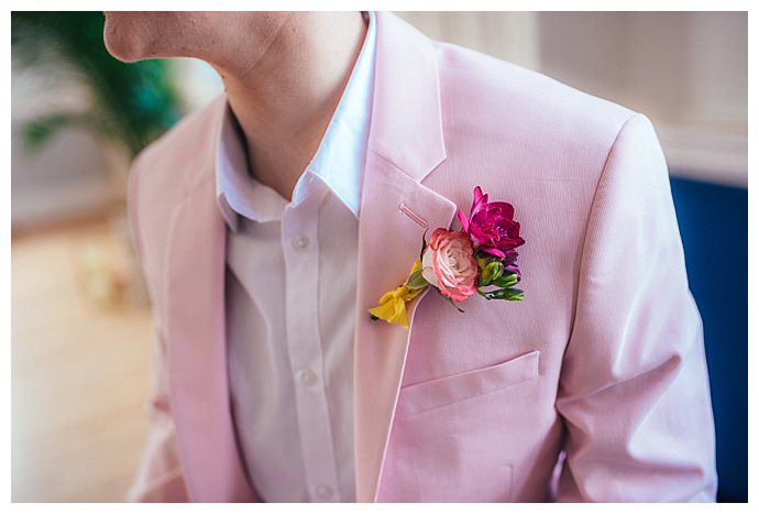 pink wedding suit