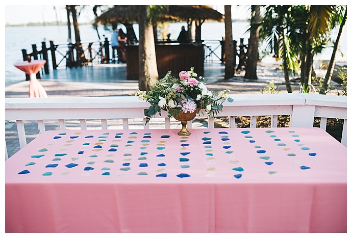 sea glass escort card display