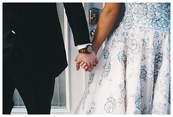 blue floral wedding dress