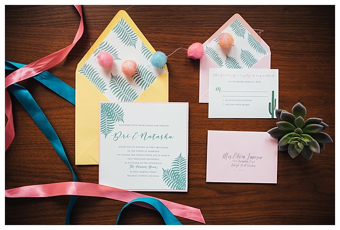 colorful wedding invitation suite