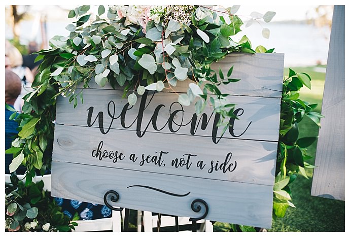 gray wedding welcome sign