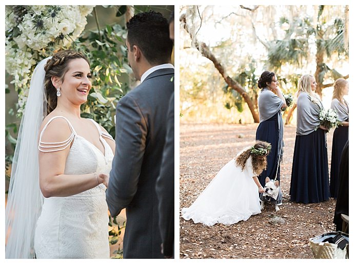 pearl strap wedding dress