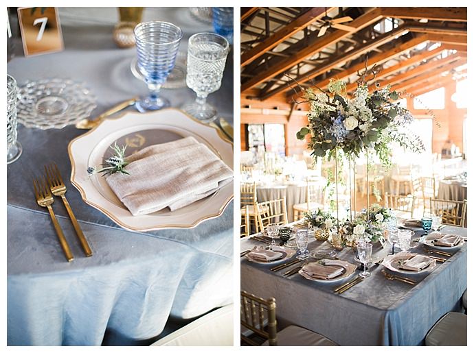 dusty blue wedding linens