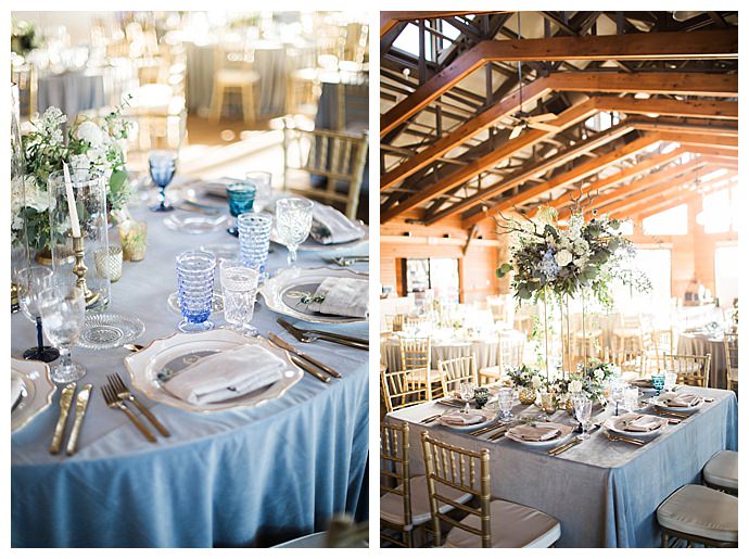 dusty blue wedding linens