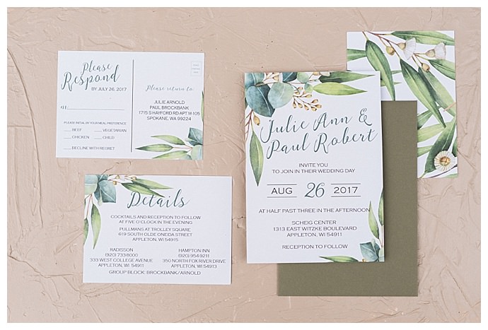 greenery wedding stationery