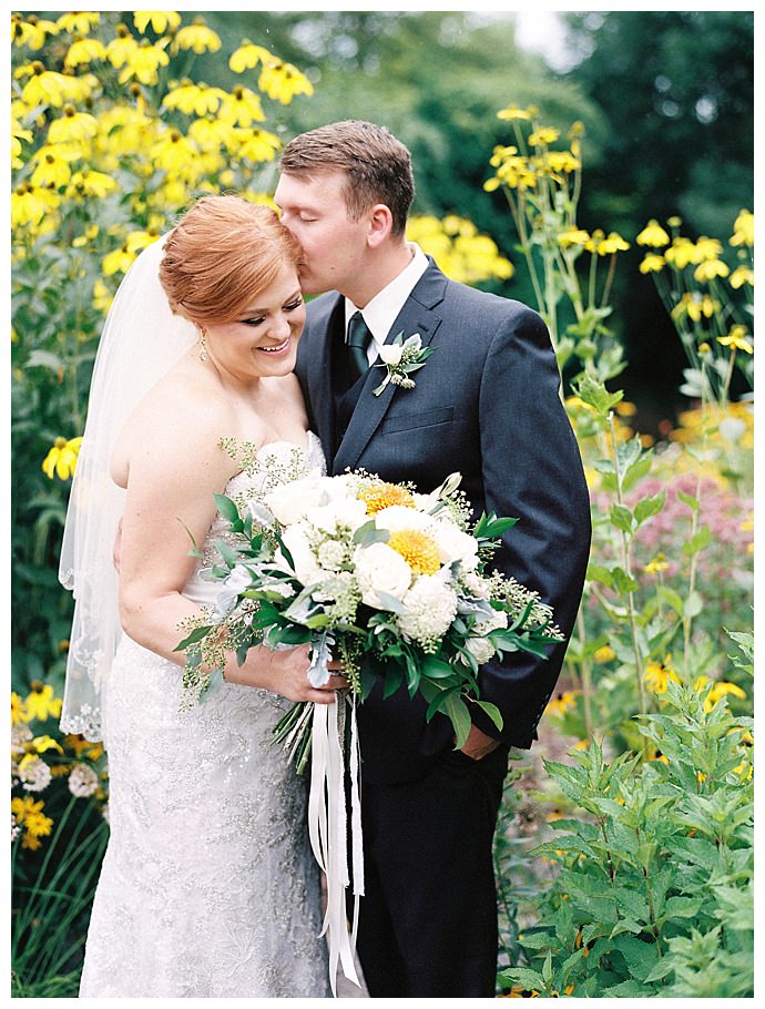 white and yellow bridal bouquet