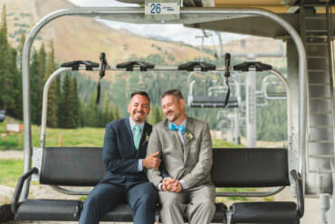 chair lift wedding photos