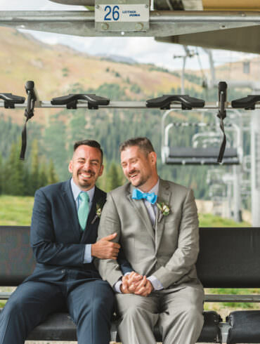 chair lift wedding photos