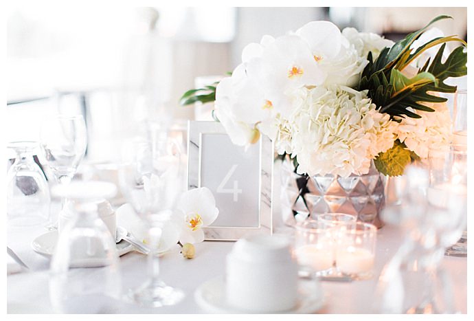 modern white wedding table decor