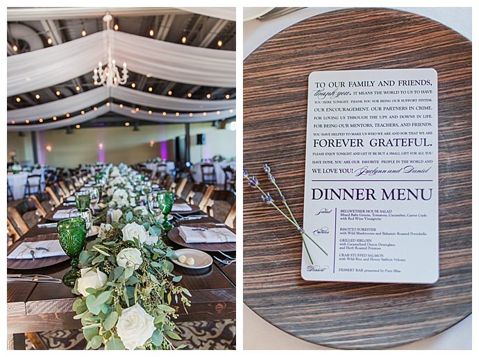 personalized wedding dinner menu