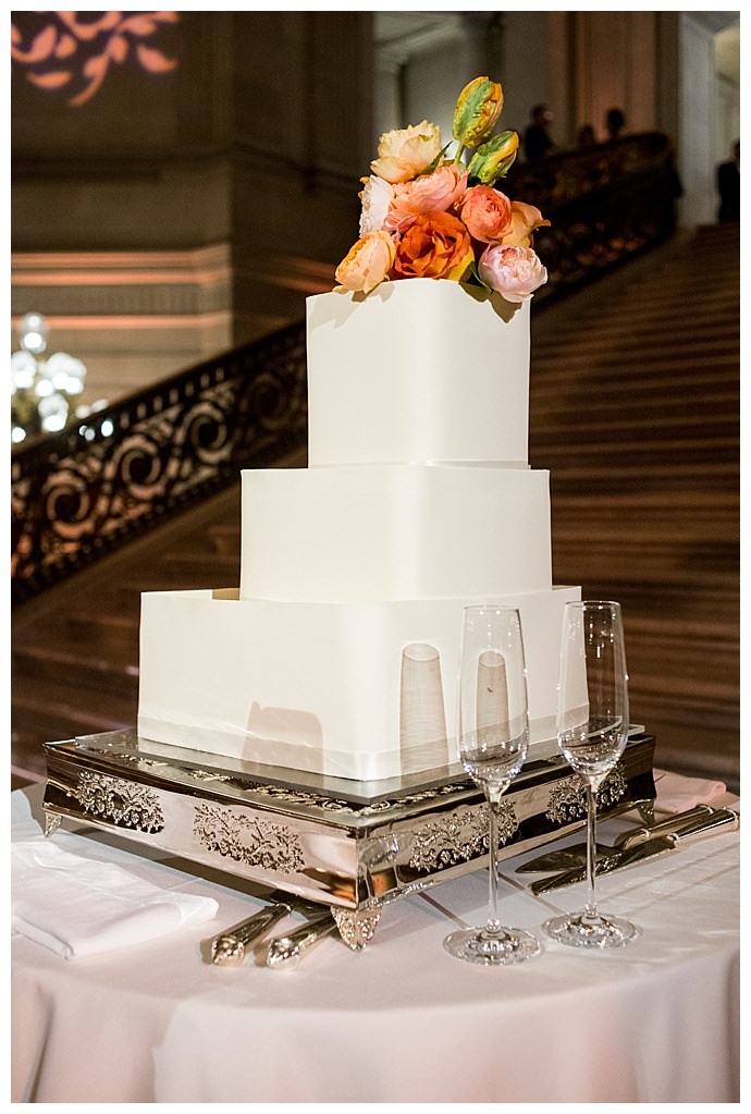 square tiered wedding cake