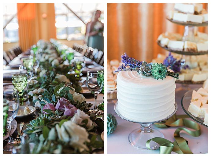 succulent topped wedding cake