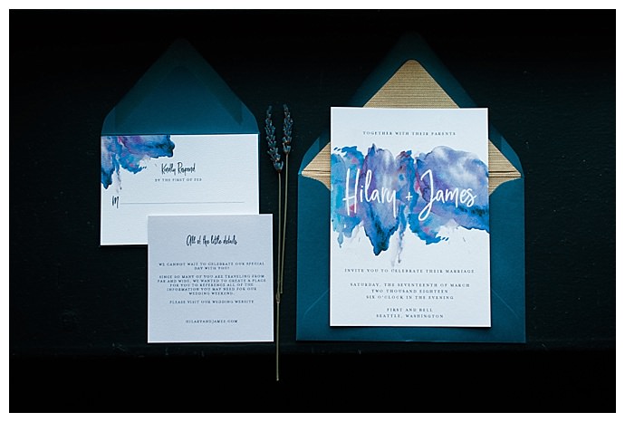 watercolor wedding invitation suite