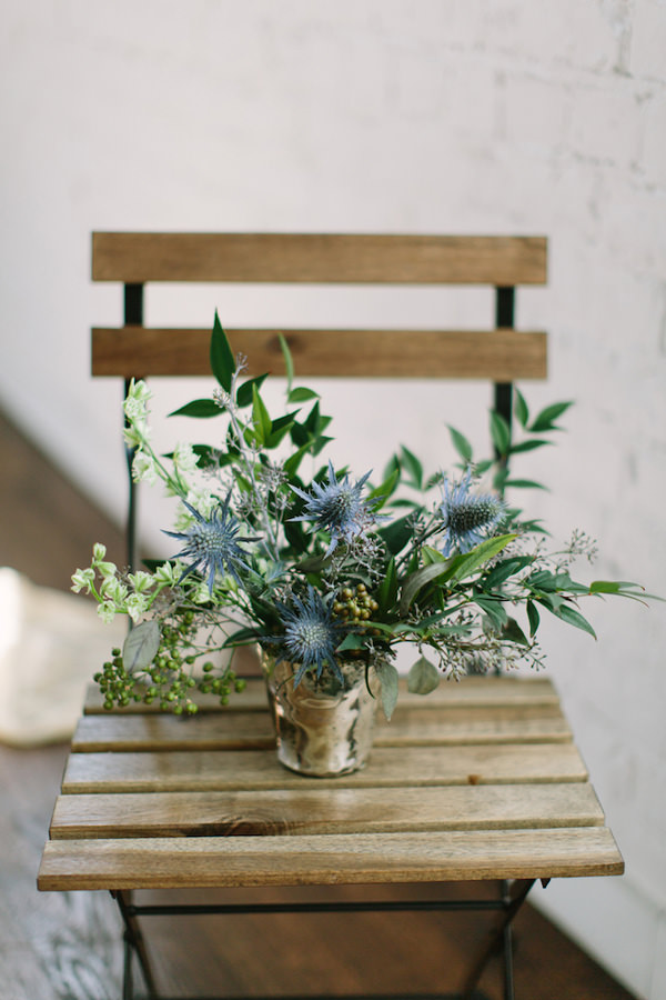 blue thistle floral arrangement