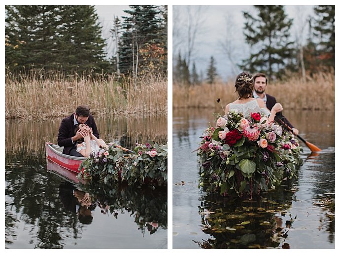 canoe wedding portraits