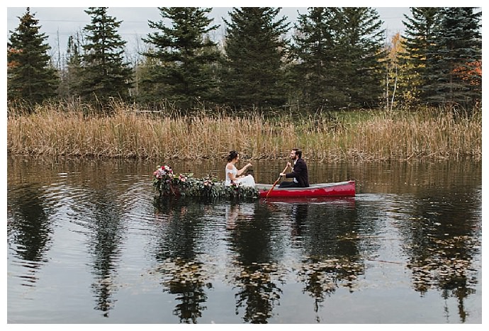 floral wedding canoe