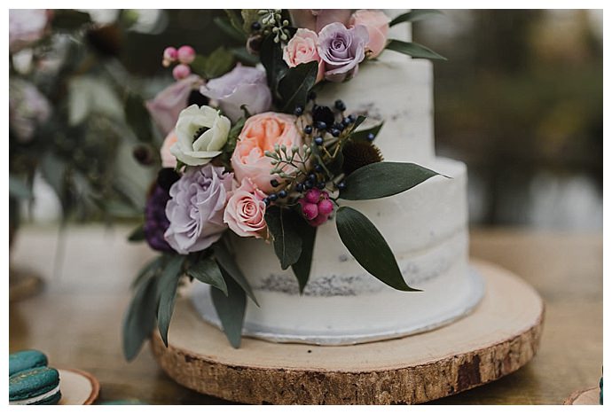 wedding cake with fresh flowers