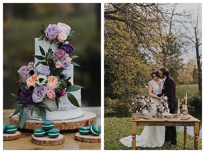 wedding cake with garden roses