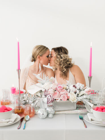silver and neon pink wedding inspiration